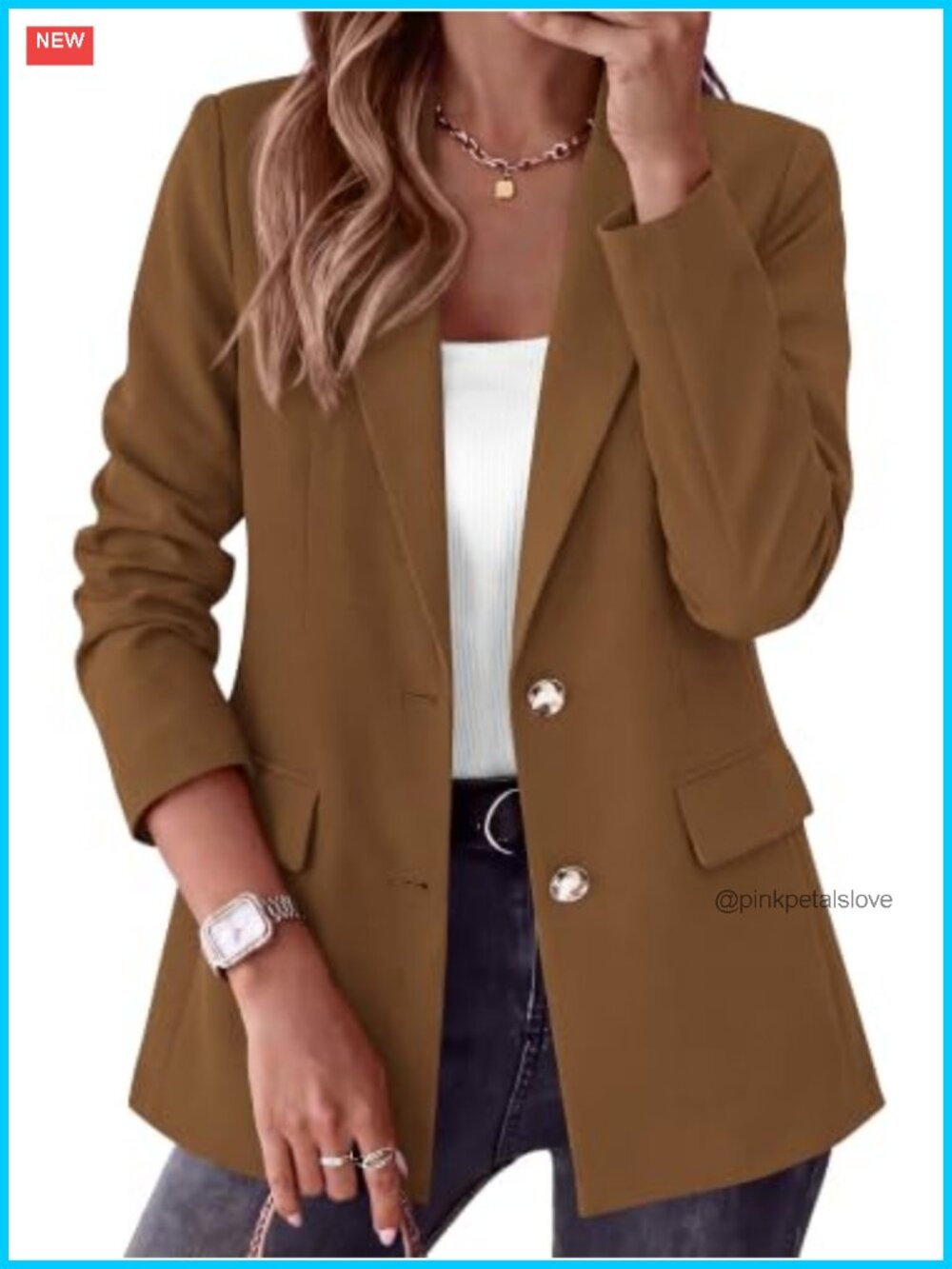 Womens Business Casual Blazer Open Front Long Sleeve Notch Lapel Padded Shoulder
